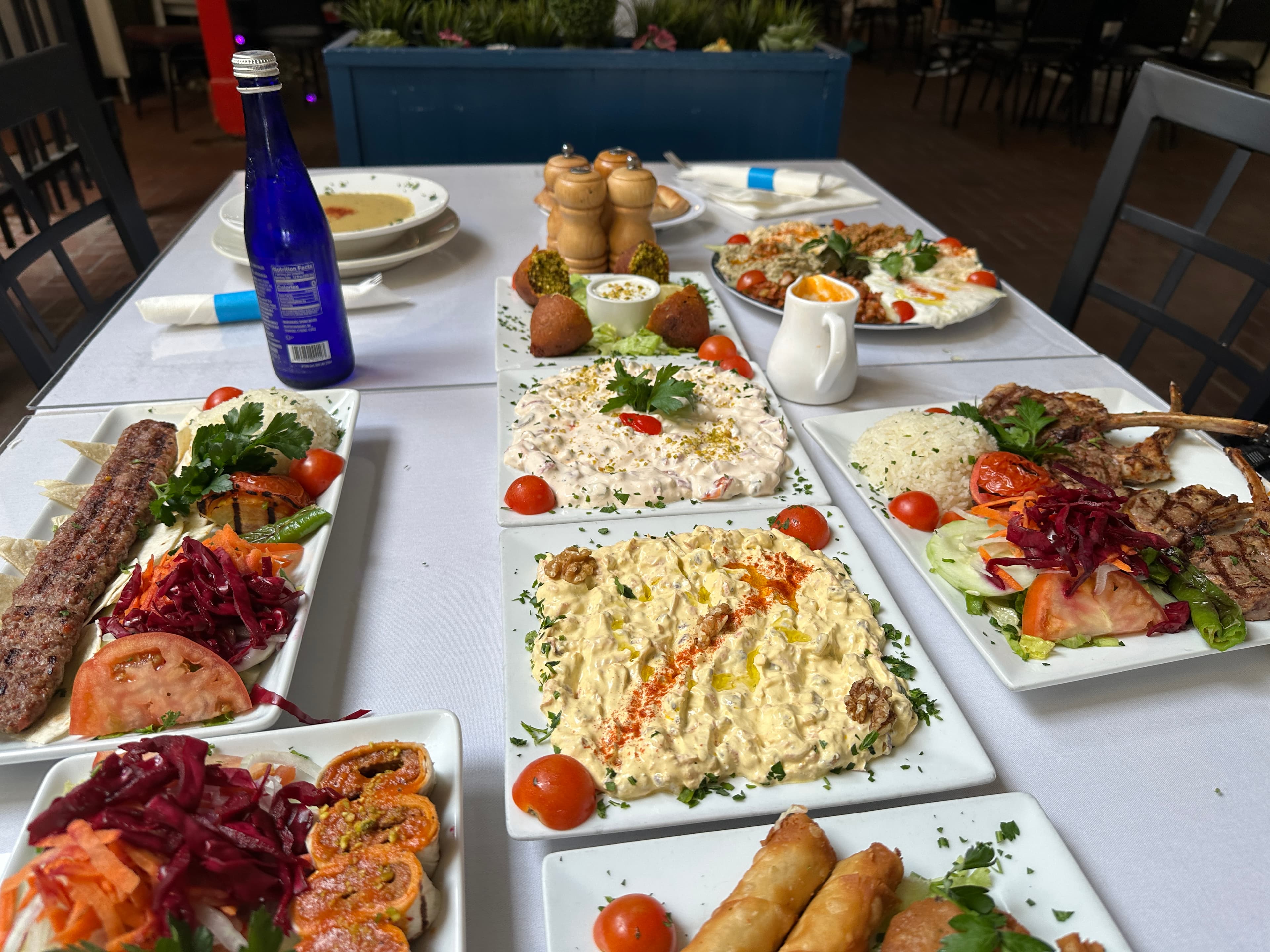 The mezze table at Bodrum, set for the whole party